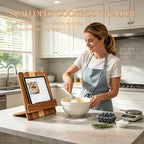 Scalloped Wooden Wood Recipe Cookbook Holder Stand for Kitchen Counter, Rustic Wood Cookbook Holder Display, Wooden Cookbook Stands Kitchen Book Holder Easel for Tablet, textbooks, reading1 - Image 3
