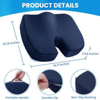 TushGuard Seat Cushion - for Office Chair, Car Seat, Airplane, Bleacher - Sciatica & Coccyx Pain Relief Desk Chair Cushion for Long Sitting Office Workers, Car Drivers(Blue,X-Large) - Image 2