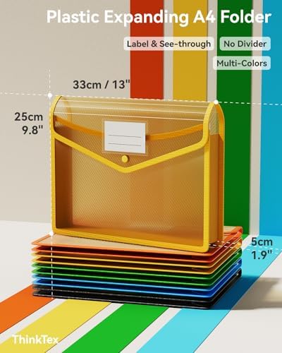 ThinkTex Plastic Expanding File Folder, Transparent Envelopes with Snap - Image 2