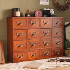 Wooden Desk Drawer Organizer, Classic Vintage Desk Organizer for Tabletop, Wood Storage Box, Desktop Organizing Cabinet with Drawers for Office Study Table(16-Drawer, Brown) - Image 2