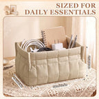 Mifoci 4 Pack Quilted Small Fabric Storage Basket for Table Shelf Toy Organizer Decorative Boho for Organizing Closet Decor Home Nursery Table Laundry Toy Clothes(Khaki) - Image 2