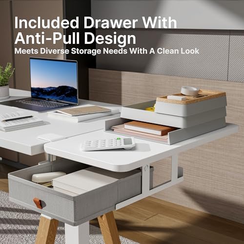 PEGZONE Desk Extender Tray, 24" x 12", with Storage Drawer, Medium, White - Image 5