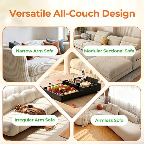 Bamboo Sofa Tray Insert with 2 Cup Holders for Sectionals - Image 6
