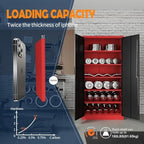Yizosh Metal Garage Storage Cabinet with 2 Doors and 5 Adjustable Shelves - 71" Steel Lockable File Cabinet,Locking Tool Cabinets for Office,Home,Garage,Gym,School (Red Black) - Image 5