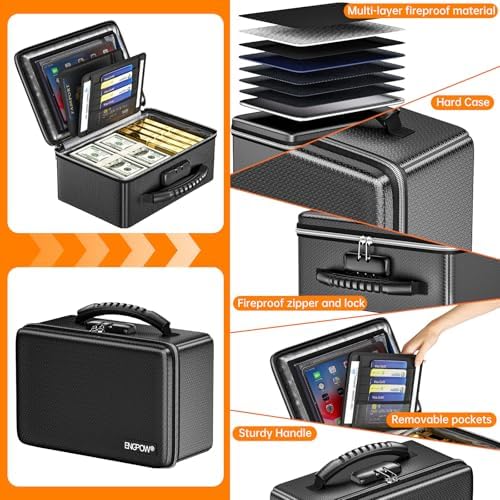 ENGPOW Fireproof Money Box with Lock & Heat-Resistant Fireproof Zipper - Image 4