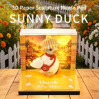 3D Memo Pad Time Piece Calendar 2027, 3D Tear-Off Art Desk Calendar 2027, Creative 3D Memo Pad Paper Art Tree House DIY Paper Carving Decoration (Sunny Duck) - Image 2