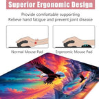 Large Keyboard Mouse Pad Set, Extended Mouse Pad+Keyboard Wrist Rest Support, Memory Foam Ergonomic Easy Typing, 4Pcs (31.5×11.8 in) Desk Pad Set for Office Home,Beautiful Bald Eagle Flying - Image 5