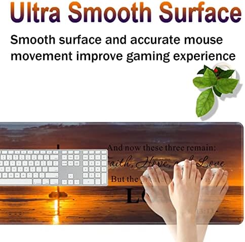 Large Gaming Mouse Pad, Keyboard Wrist Rest + Mouse Wrist Pad + Coaster Combination Set, Memory Sponge Non-Slip Base. Suitable for Office and Home, Christian Cross - Image 4