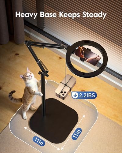 LUXSURE Ring Light Tripod for iPhone with Light, Overhead Phone Mount with Phone Holder, Adjustable Ring Light with Stand and iPhone Tripod for Video Recording,Cooking,Painting,TikTok,YouTube - Image 3