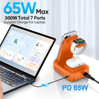 300W Charging Station for Multiple Devices Apple, Zutspzss 10 in 1 Wireless Charger for iPhone 16, GaN III USB C 65W PD Fast Charging Stand Dock for MacBook, Apple Watch&Airpods,Orange - Image 2