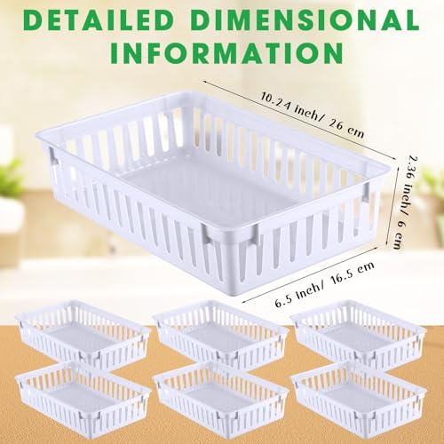 Boao 48 Pieces Plastic Baskets for Organizing 10.24 x 6.5 x 2.36 Inch Rectangular Storage Trays Plastic Organizer Bins Rectangle for Classroom Organization(White) - Image 3
