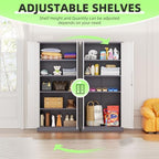 INTERGREAT Metal Storage Cabinet, 72" Locking Steel Cabinets with 2 Door and 4 Adjustable Shelves, Tall Metal Cabinet for Home Office, Garage, Warehouse,(New Grey) - Image 4