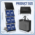 AmazingSpark Brochure Display Stand Foldable Magazine Rack Portable Double A4 Size Literature Brochure Holder Magazine Rack Metal 10 Pockets with Carrying Bag for Trade Show Exhibition Office (4-tier) - Image 2