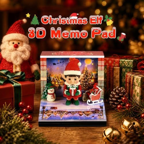 3D Art Calendar Memo Pad 2027,Time Piece Calendar 3D Christmas Elf Notepad Creative Rip Away Calendar Paper Carving Note - Image 2
