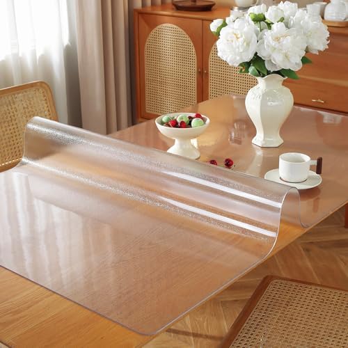OstepDecor 42x42 in Frosted Table Protector 1.5mm Thick Plastic Table Cover by OstepDecor
