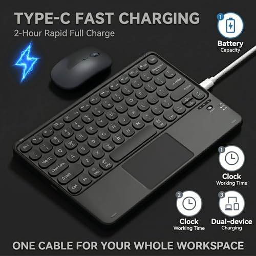 Keyboard Case with Touchpad for Galaxy Tab S10 FE/S10 Lite/S9 FE 10.9-Inch, Tab S9 11", Detachable Keyboard Case with Touchpad, 360 Degree Rotating Stand Cover with S Pen Holder, Black - Image 4