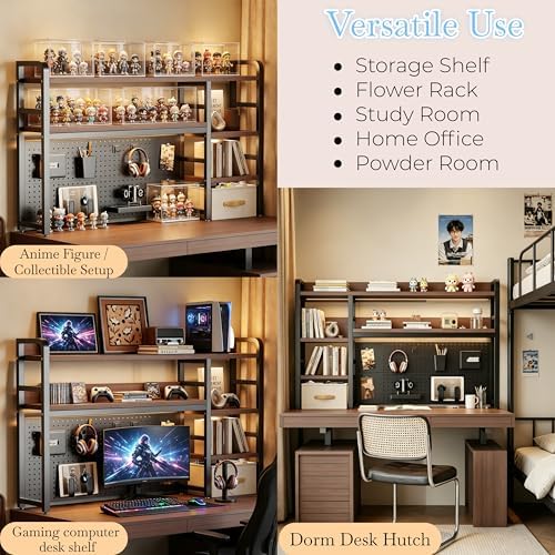 Desktop Hutch Bookshelf, 4-Tier Metal Desk Shelf for Top of Desk - Image 6