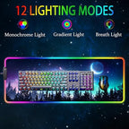 RGB Gaming Mouse Pad, Large Mousepad with Led Light, Gaming Accessories Keyboard Pad for Desk, Non-Slip Rubber Base Big Mouse Mat for Gamer, 31.5 X 11.8 Inch, Moon Starry Sky - Image 2