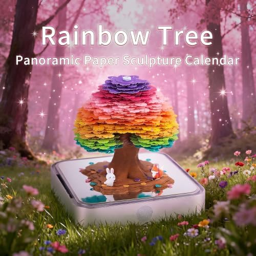 2027 3D Paper Carving Desk Calendar With LED Light (Colorful tree) - Image 4