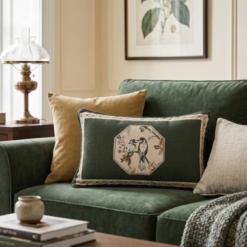 ISAENNE Vintage Linen Rectangle Throw Pillow Cover,Set of 2,20"x12"-Murad E - Image 3