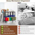 EasyPAG Rolling File Cart with 24 Slot Mail Organizer, Under Desk Storage with Hanging File Rack for Letter/Legal Folders, Mobile Filing Cabinet Printer Stand for Office Home Classroom, Black - Image 7