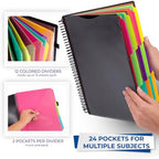Samsill 2 Pack Deluxe 24 Pocket Spiral Project Organizer with Refillable Notepad, Customizable Front Cover, 12 Dividers with Erasable Write-On Tabs in Fashion Colors, Plastic Folders with Pockets - Image 3