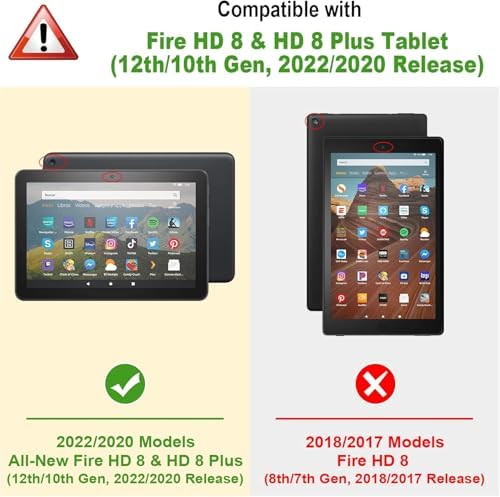 Case for Amazon Fire HD 8 / Fire HD 8 Plus (12th/10th Generation,2024/2022/2020), Folio Stand PU Leather Wallet Cover with Elastic Band & Card Slots for Fire HD 8 Tablet 8 Inch - Pink Butterfly - Image 2