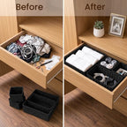 efluky 4 PCS Hand-Woven Drawer Organizer Baskets, Paper Rope Drawer Divider and Storage Trays Containers for Kitchen, Bathroom, Office, Desk, Black - Image 4