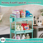 SUNALLY 4 Tier Rolling Cart with Drawer, Craft Storage Cart Organizer, Blue - Image 5