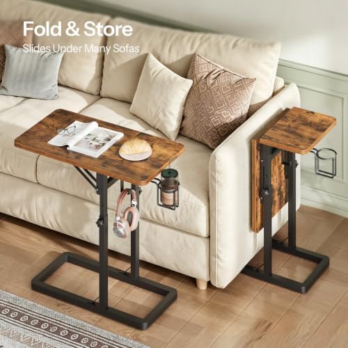 HOOBRO Adjustable TV Tray Table, C-Shaped Side Table with Foldable Tabletop - Image 5
