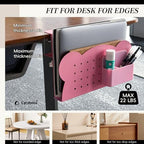 Under Desk Laptop Holder, No Drill Table Side Storage Organizer, Cute Pink Panda Clamp On Desktop Shelf Steel Table Hanging Mount File Tray, Desk Accessories & Workspace Organizers (Pink Panda) - Image 3
