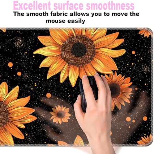 Keyboard Wrist Rest Set,Memory Foam Wrist Support Mouse Pad,31.5"x11.8" Desk Mat for Comfortable Typing & Pain Relief,Non-Slip Base for Office & Home Use - Sunflower - Image 5