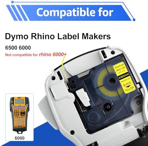 NineLeaf 8 Pack Compatible Labels Tape Replacement for Dymo 1805444 1 inch Black on Yellow Heat Shrink Tube Labels 24mm x 1.5m for Wires and Cables Use in Rhino 6000 6500 Label Maker - Image 4