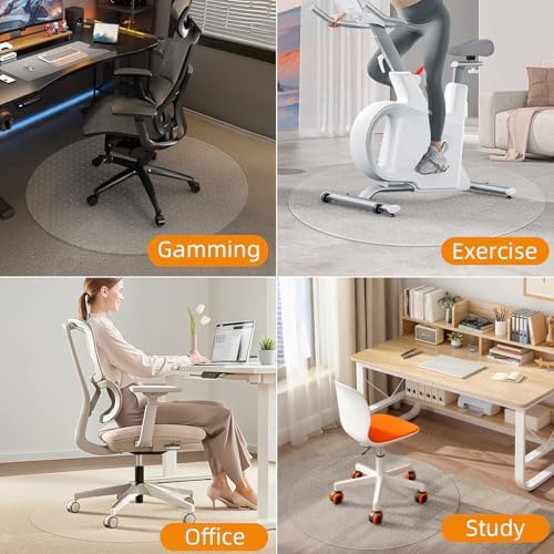 Office Chair Mat for Carpet - 36x36 Inch Plastic Computer Desk Floor Protectors for Chairs Clear Under Desk Rug Pad for Rolling Gaming Chair - Image 5