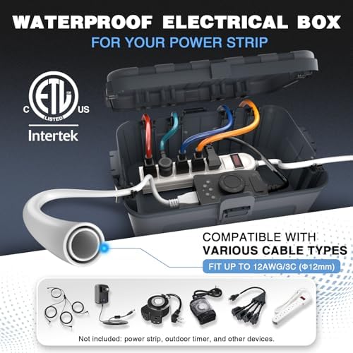Flemoon Large Outdoor Electrical Box, IP54 Waterproof Extension Cord Cover - Image 2
