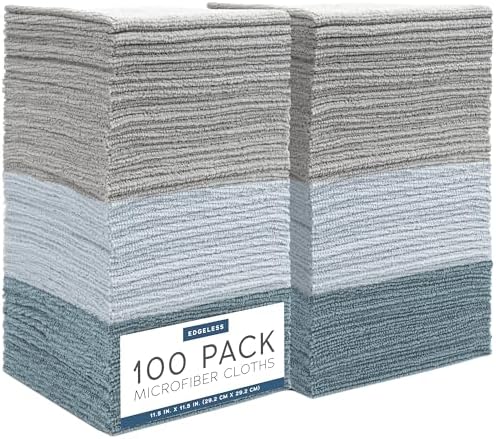 S&T INC. Microfiber Cleaning Cloth, 100 Pack, 11.5" x 11.5", Blue by STINC