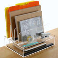 DINGHUO Acrylic Desk Organizers and Accessories, Paper Letter Tray Organizer with 3 Vertical File Holder, Clear File Organizer for Desk Home Office Supplies -1 Pack by DINGHUO