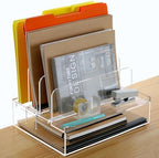 DINGHUO Acrylic Desk Organizers and Accessories, Paper Letter Tray Organizer with 3 Vertical File Holder, Clear File Organizer for Desk Home Office Supplies -1 Pack by DINGHUO