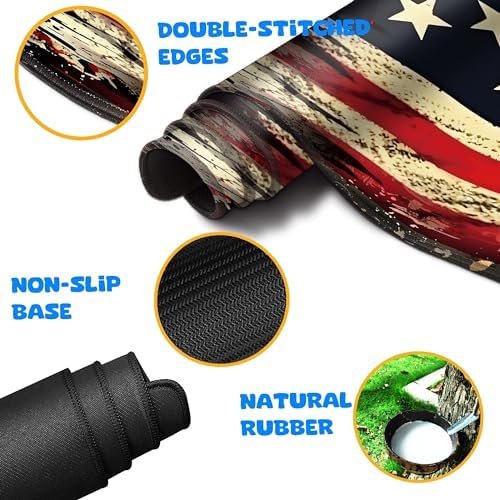 4-Piece Extended Large Mouse Pad Set for Women Men with Retro Flag Design Includes 35.4 x 15.7 XXL Large Mouse Pad Keyboard Wrist Rest Mouse Wrist Support and Coaster for Office Home - Image 3