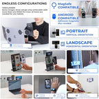 Rolling Square Edge Pro Core - Magnetic Mount Phone Holder Stand for Computers and Tablets | Secure Metal Plate Adhesive or Standalone Mode Compatible with MagSafe, Qi, and Non-MagSafe Devices, Black - Image 6