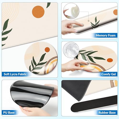 Desk Mat Set Keyboard and Mouse Pad with Wrist Rest Support - Image 5