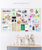Large Bulletin Board, Foldable 60x36 Inches Cork Board Alternative, Large Felt Board Decorative Pin Board for Wall, Foldable Photo Board Self-Adhesive Vision Board with 36 Pushpins White - Image 2