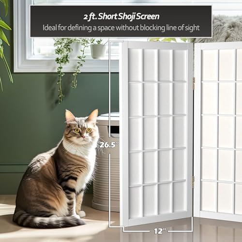 2 ft. Short Desktop Window Pane Shoji Screen - White - 5 Panels - Image 6