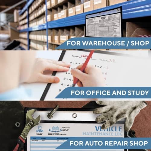 50 Pack Horizontal Job Ticket Holders 8.5x11 - Landscape Shop Ticket Holders 8 1/2 x 11 - Work Order Plastic Sleeves for Documents - Dry Erase Pocket Sleeve - Dry Erase Sleeves Clear Pocket Sleeve - Image 7