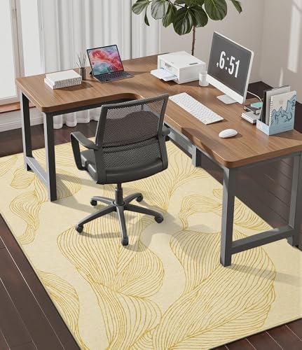 chakme Office Chair Mat for Hardwood Floor, 60"x45" Easy Glide Computer Desk Mat Protector for Rolling Chair Under Desk Rug Nonslip Backing, Machine Wash, (Golden Leaf) by CHAKME