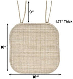 Sweet Home Collection Chair Cushion Memory Foam Pads with Ties Honeycomb Pattern Slip Non Skid Rubber Back Rounded Square 16" x 16" Seat Cover, 4 Pack, Aria Beige - Image 3