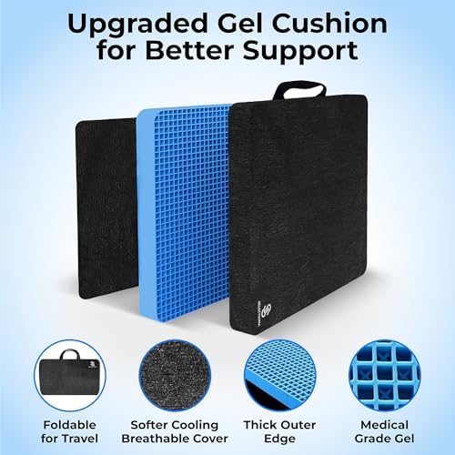 Travel Gel Seat Cushion for Long Sitting, Pressure Relief with Carry Handle - Image 3