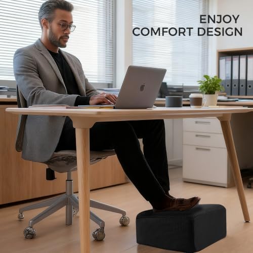 Ganondorf 3PCS Foot Rest for Under Desk at Work Adjustable Foot Rest Under Desk Ergonomic Foot Stools for Under Office Desk Large Leg Pillow for Underdesk Footrest with Warm Sherpa Topper, Mesh Black - Image 6