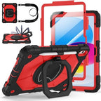 Case for iPad (A16) 11th/10th Generation 11/10.9 Inch 2025/2022, Ubearkk for iPad a16 case with Screen Protector, 360 Degree Rotating Stand Shoulder Strap Pencil Holder,Black Red by Ubearkk