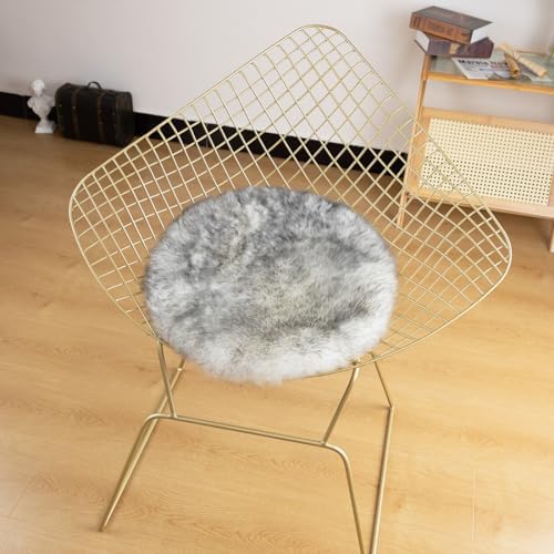 LLB Sheepskin Chair Pads - Office & Dining Room Chair Cushions (16.5" Round, Pack of 1), Grey - Image 4